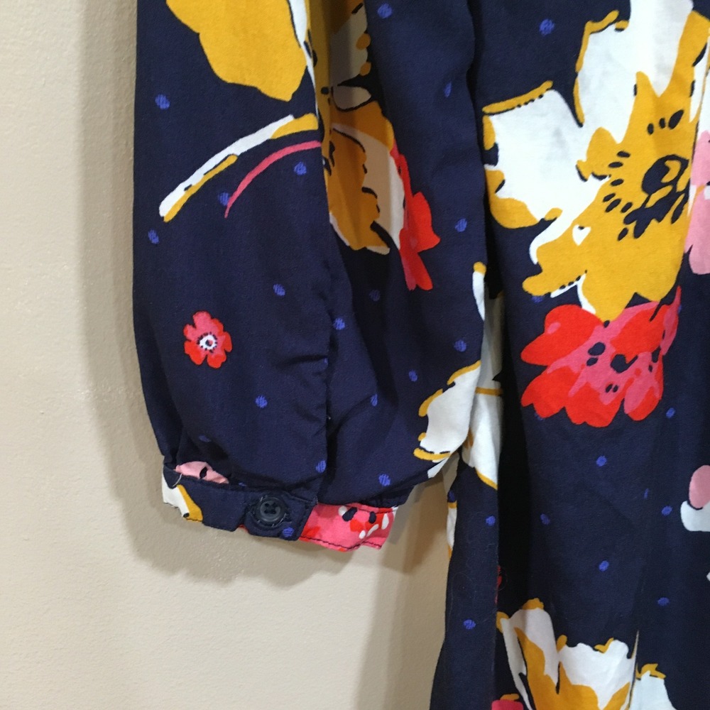 Old Navy Dark Floral Lace Up Pintuck Dress Womens S Navy Boho Cottage Peasant - Picture 6 of 10